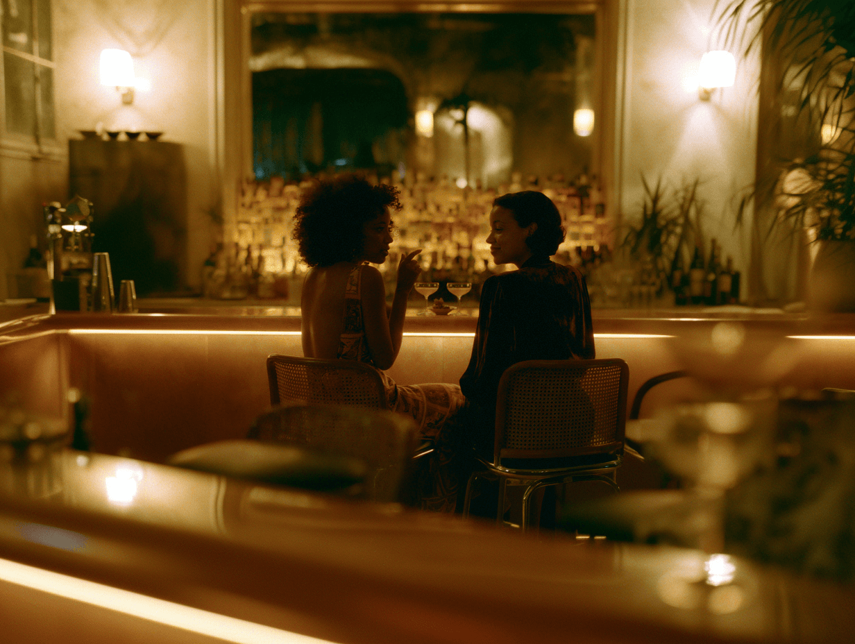 Members gathered at the bar for an evening event
