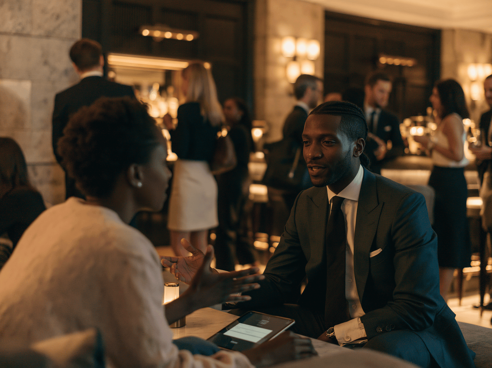 Guests mingling with staff at a lively independent hospitality venue