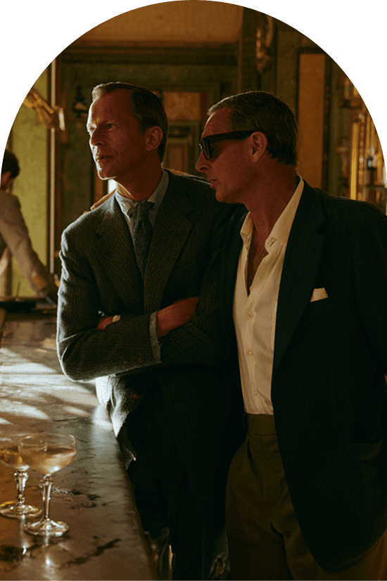 Members dining together in a club lounge